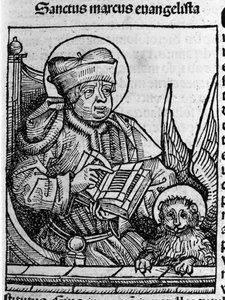 Darstellung des Evangelisten Markus. Gravur aus „Liber chronicarum“ (Nürnberger Chroniken) von Hartmann Schedel 1493 von Hartmann Schedel