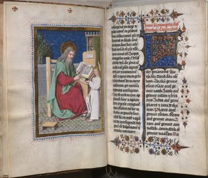 Evangelienbuch mit Evangelistenporträts: Verzierte Initiale von Hausbuch Master