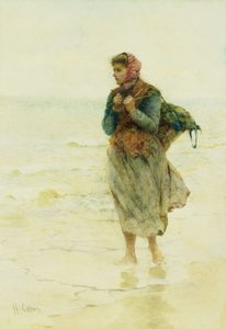 "Eine steigende Flut, Jetsom und Flotsam": Ein junger Seetang-Sammler am Wasser