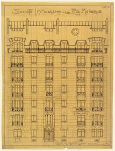 Entwurf für die Fassade der Société Immobilière de la Rue Modern, Nr. 6 von Hector Guimard