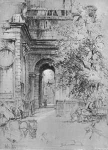 Der alte Eingang zur London Bridge unter dem Turm von St. Magnus, um 1902-1903