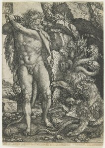 Herkules zerstört die lernäische Hydra, 1550 von Heinrich Aldegrever