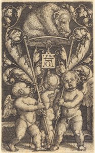 Drei Cupidos und ein Bär von Heinrich Aldegrever