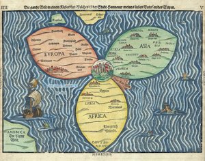 Die drei Kontinente mit Jerusalem im Zentrum der Welt von Heinrich Buntig