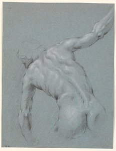 Vorwärts gebeugtes männliches Modell, von hinten gesehen von Heinrich Dittmers