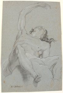 Nackter Mann, von unten gesehen. Studie für Figur in Deckenmalerei von Heinrich Dittmers