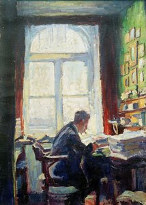 Der Dichter Caesar Flaischlen am Schreibtisch, 1912