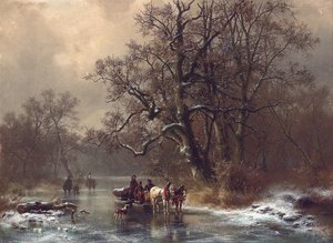 Holzfäller auf einem zugefrorenen Wasserweg, 1873