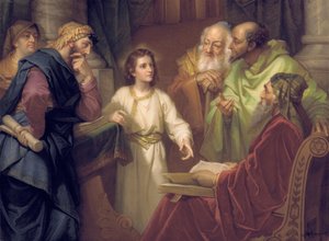 Plakette, die Christus im Tempel darstellt, spätes 19. - frühes 20. Jahrhundert von Heinrich Karl Hofmann