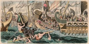 Antikes Griechenland: Seeschlacht von Heinrich Leutemann