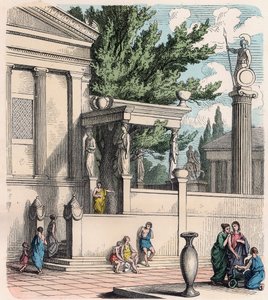 Antikes Griechenland: Der heilige Olivenbaum auf der Akropolis in Athen von Heinrich Leutemann