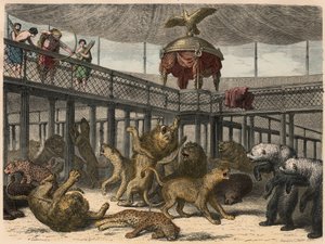 Antikes Rom: Wildtierjagd im Amphitheater durch den Kaiser, 1866 von Heinrich Leutemann