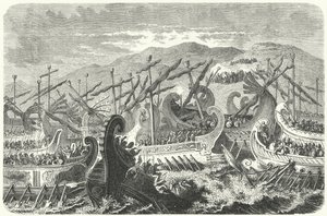 Schlacht von Salamis, 480 v. Chr. (Gravur) von Heinrich Leutemann