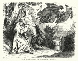 Ödipus und Antigone im Hain der Eumeniden (Gravur) von Heinrich Leutemann