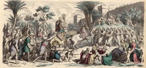 Empfang einer siegreichen assyrischen Armee (kolorierte Gravur) von Heinrich Leutemann