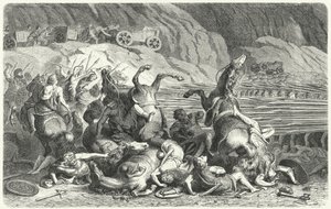 Römer in Phalanx-Formation gegen thrakische Kavallerie von Heinrich Leutemann