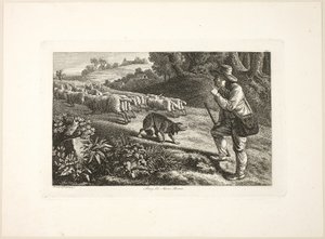 Arkadischer Hirtenjunge und seine Schafherde von Heinrich Reinhold