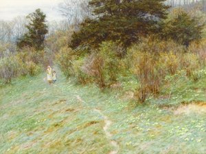 Primeln auf einer Heide in Surrey von Helen Allingham