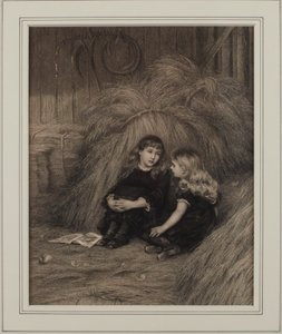 Zwei Mädchen in einer Scheune von Helen Allingham