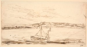 Flussansicht von Lormont, Bordeaux, von der Garonne aus gesehen von Hem