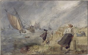 Seeufer bei Sturm mit Staffage von Hendrick Avercamp