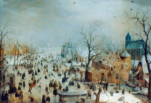 Winterszene mit Schlittschuhläufern