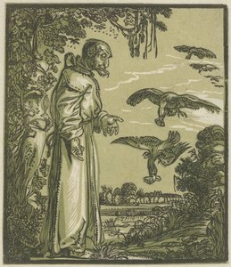 Paulus der Einsiedler (Elia?) von Raben gefüttert