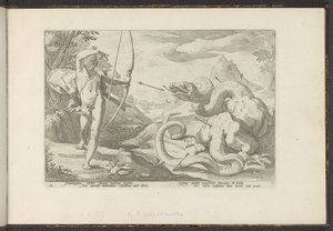 Apollo tötet die Riesenschlange Python von Hendrick Goltzius (workshop of)