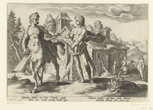 Apollo vertraut Asclepius Chiron an von Hendrick Goltzius (workshop of)
