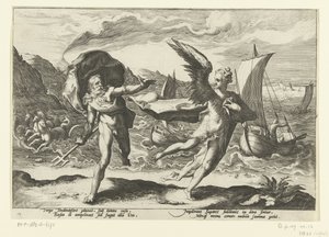 Cornix verwandelt sich in eine Krähe von Hendrick Goltzius (workshop of)