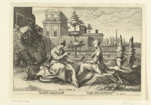 Juno nähert sich Semele in der Gestalt von Beroë von Hendrick Goltzius (workshop of)