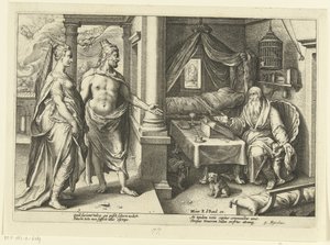 Juno und Jupiter beraten sich mit Tiresias von Hendrick Goltzius (workshop of)