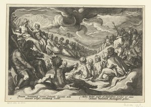 Jupiter ruft die olympischen Götter zusammen (Ovids Metamorphosen) von Hendrick Goltzius (workshop of)