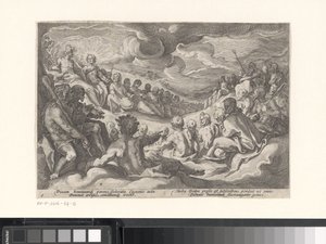 Jupiter fragt die olympischen Götter um Rat von Hendrick Goltzius (workshop of)
