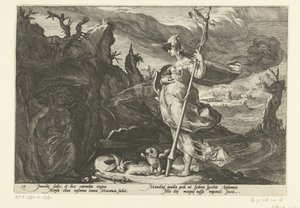 Minerva bittet Neid, Eifersucht in Aglauros zu entfachen von Hendrick Goltzius (workshop of)