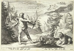 Arcas bereit, seine Mutter zu töten von Hendrick Goltzius