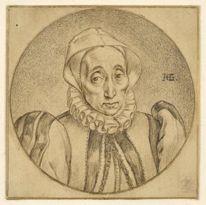 Brustbild einer alten Dame (Agatha Scholiers?) von Hendrick Goltzius