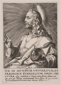 Christus (als Salvator Mundi), aus Christus, die Apostel und St. Paulus mit dem Glaubensbekenntnis von Hendrick Goltzius