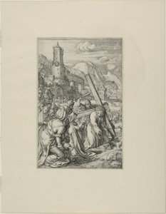 Christus trägt das Kreuz, Platte neun aus der Passion Christi von Hendrick Goltzius