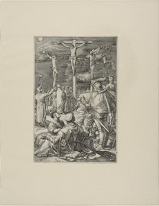 Christus am Kreuz, Platte zehn aus der Passion Christi von Hendrick Goltzius