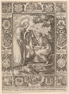 Christus als tugendhaftes Vorbild, Blatt 4 der Folge "Das Leben Christi" von Hendrick Goltzius