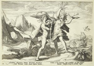 Daphne verwandelt sich in einen Lorbeerbaum von Hendrick Goltzius