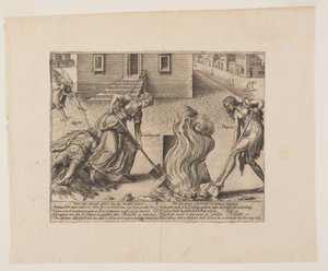 Tod des törichten Prozessführers, aus Litis Abusus (Die Missbräuche des Gesetzes) von Hendrick Goltzius