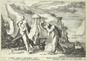 Deukalion und Pyrrha bevölkern die Welt neu von Hendrick Goltzius