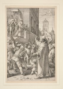 Ecce Homo, aus Die Passion, Nr. 8 in einer Serie von 12 Gravuren von Hendrick Goltzius