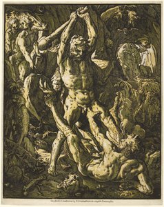 Herkules tötet Cacus von Hendrick Goltzius