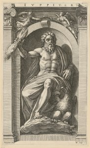 Jupiter, Blatt 6 der Folge "Acht antike Gottheiten" von Hendrick Goltzius