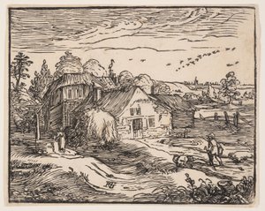 Landschaft mit einem Bauernhaus von Hendrick Goltzius