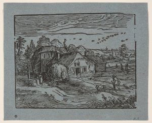 Landschaft mit einem Bauernhaus von Hendrick Goltzius