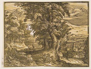 Landschaft mit einem Hirtenpaar von Hendrick Goltzius